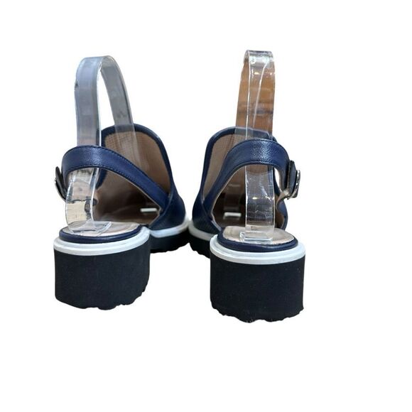 ALL BLACK  Blue Leather Sling Back Loafers | Size 7 - Picture 8 of 10